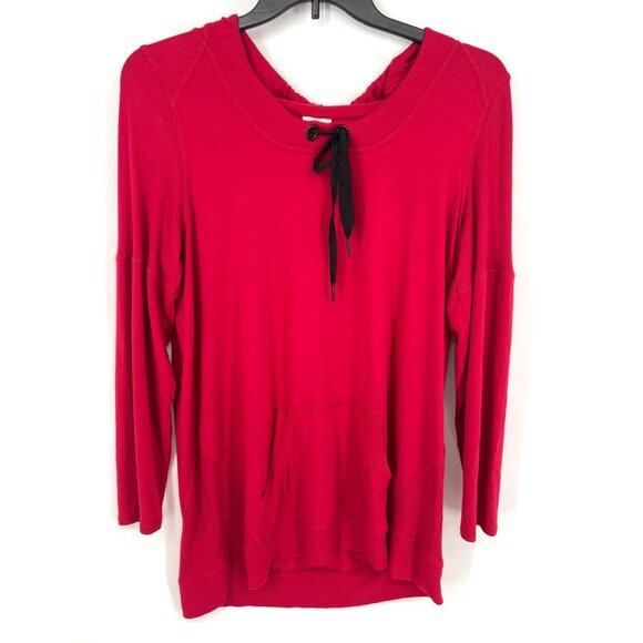 Chicos Zenergy Womens Jersey Knit Hooded Pullover Top Size 2 US Large Red - Picture 1 of 5